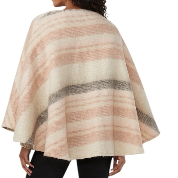 Women’s Brushed Peach/Gray Striped Clasp Cape - Picture 2 of 2